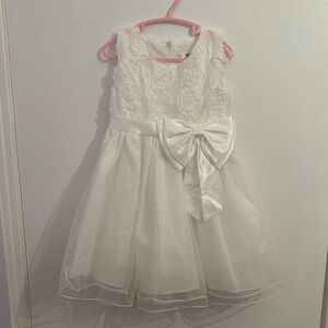 Elegant White Kids Dress with Bow